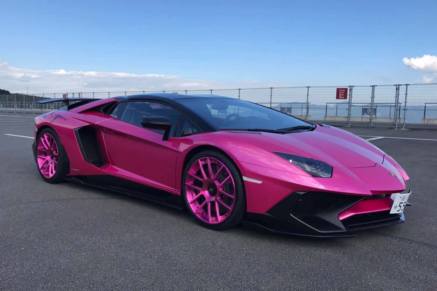 Pink Lamborghini Aventador Side View Wallpaper