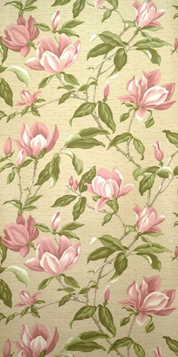 Pink Magnolia 70s Floral Phone Wallpaper