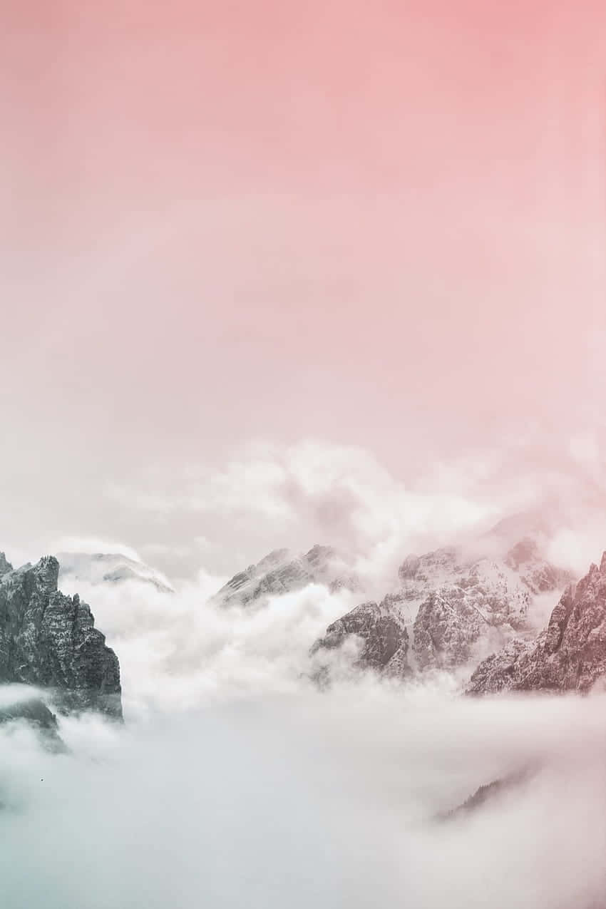 Pink Mountain Mist Winter Aesthetic.jpg Wallpaper