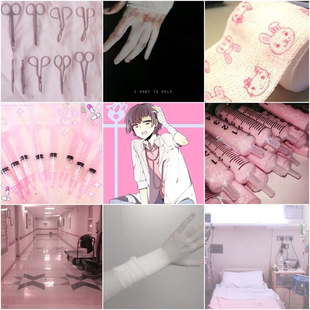 Pink Nurse Aesthetic Collage Wallpaper