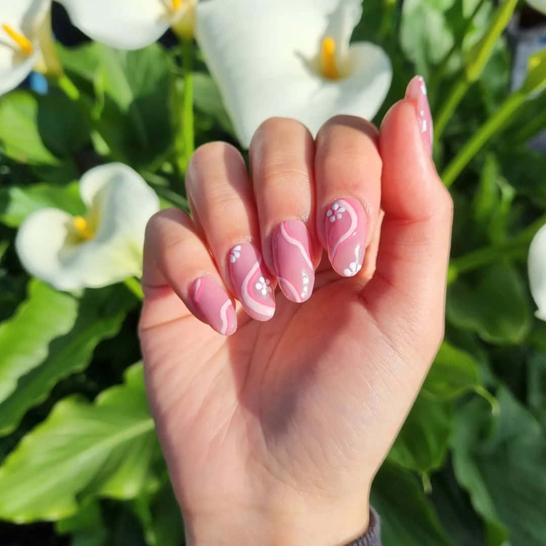 Pink Ombre Nail Art Glistening With Gems Wallpaper