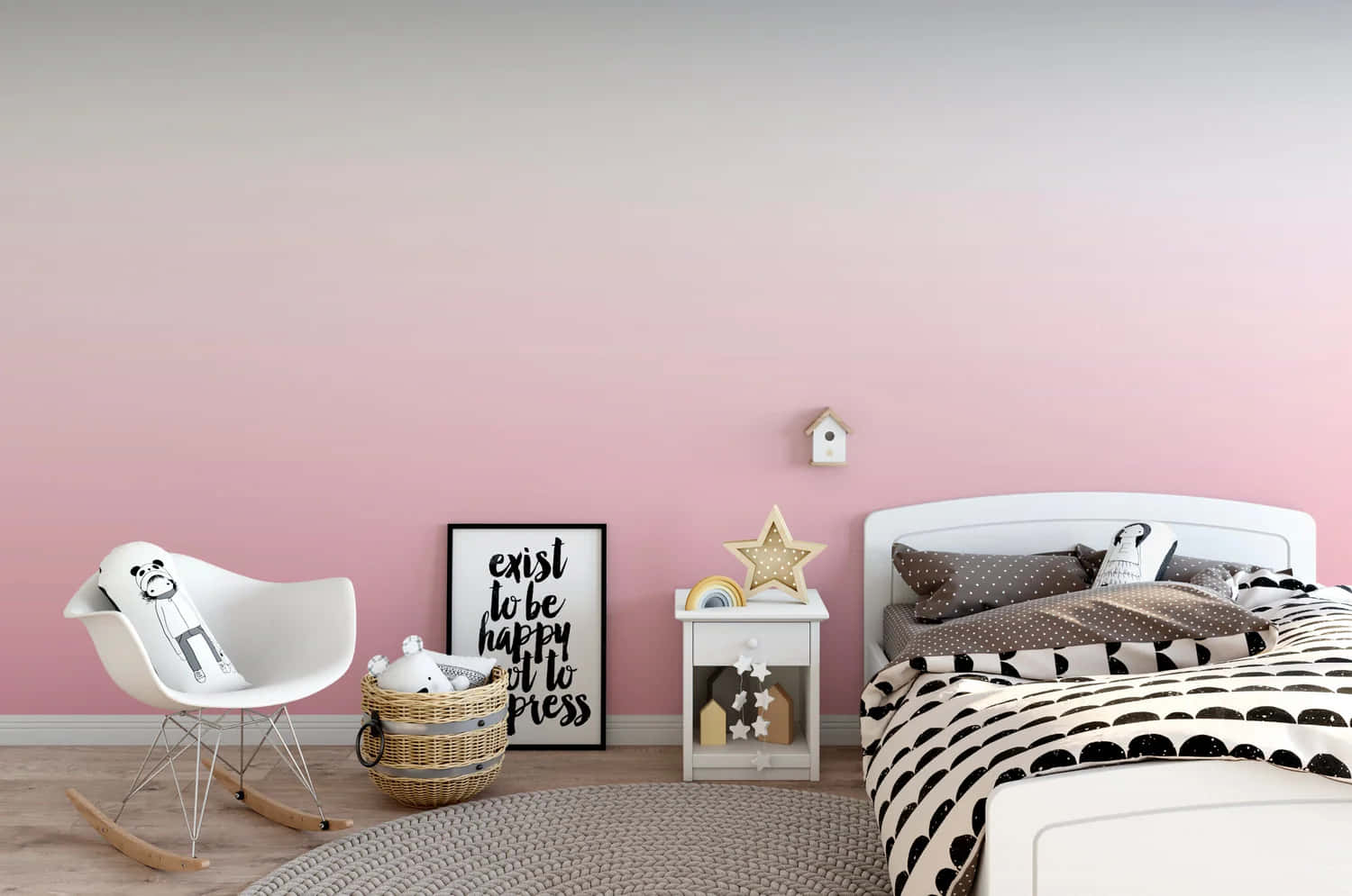 Pink Ombre Nursery Room Decor Wallpaper