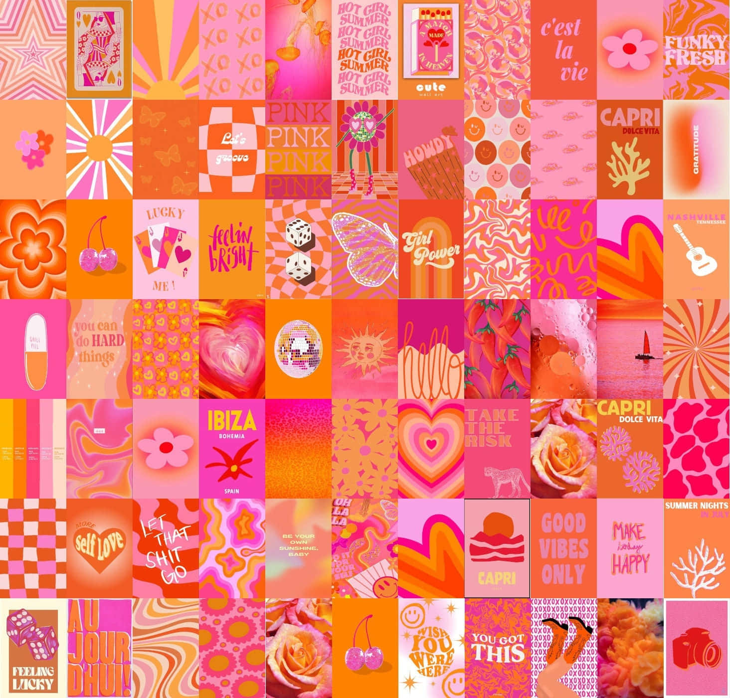 Pink Orange Aesthetic Collage Wallpaper