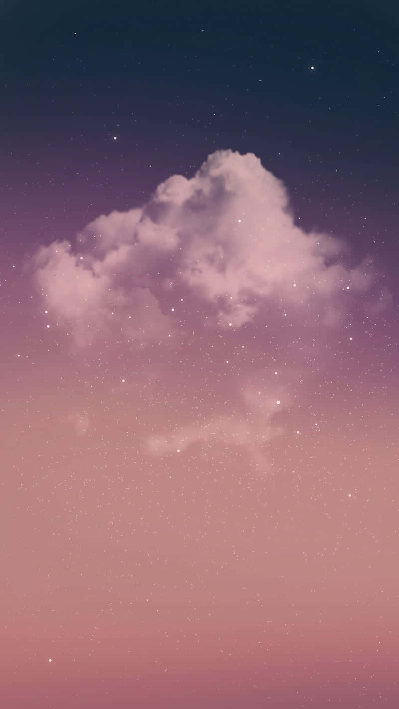 Pink Orange Clouds Starry Sky Wallpaper