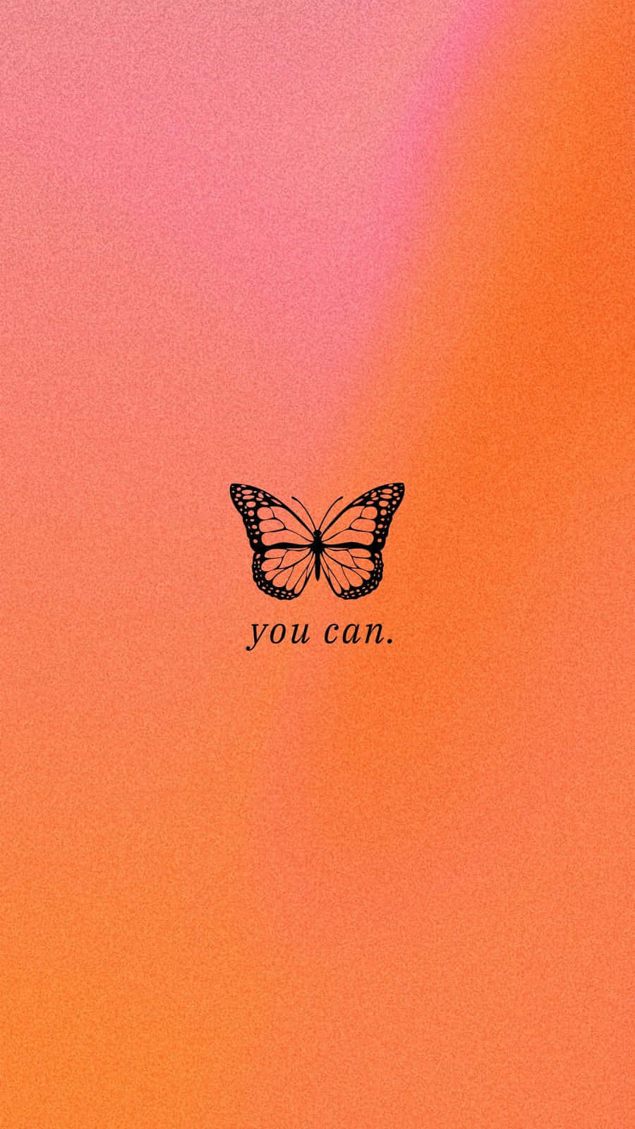 Pink Orange Gradient Inspirational Butterfly Wallpaper