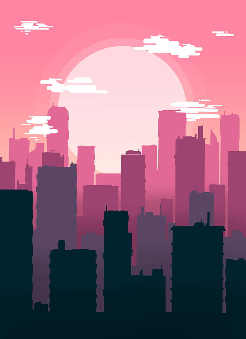 Pink Orange Skyline Aesthetic Wallpaper