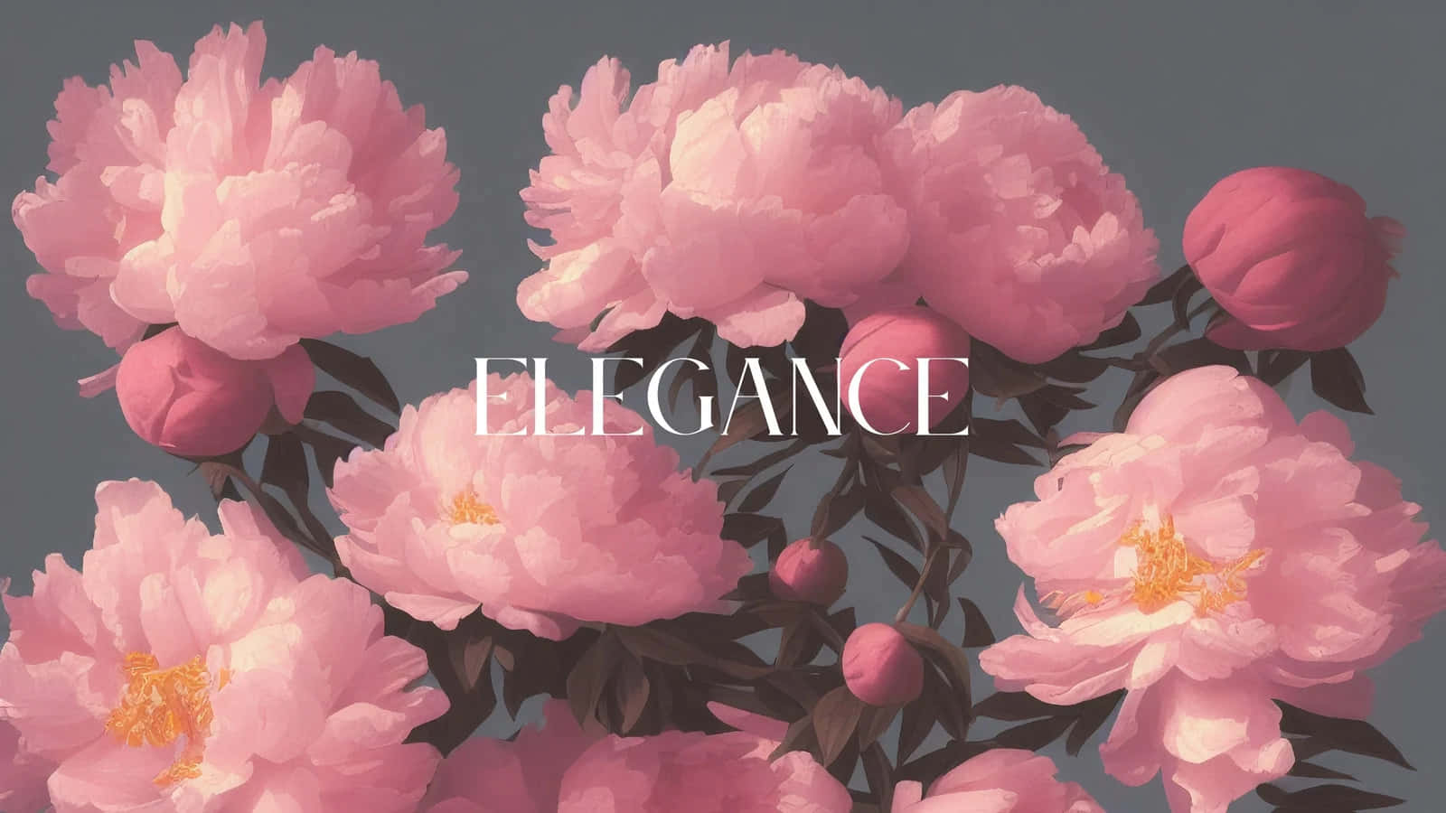 Pink Peony Elegance Artwork Wallpaper