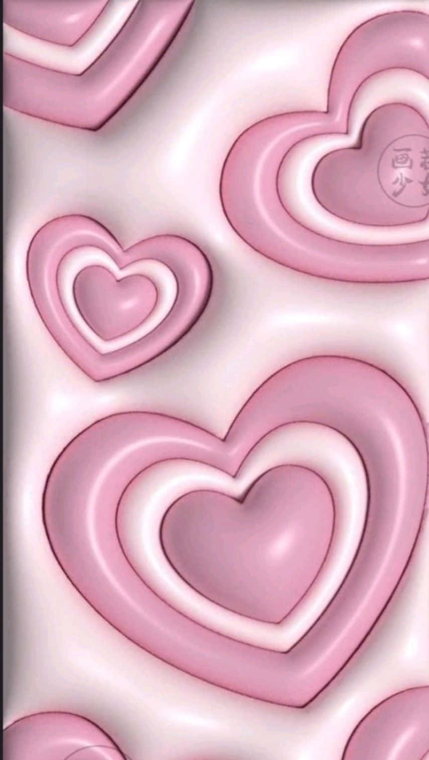 Pink Puffy Hearts Pattern Wallpaper