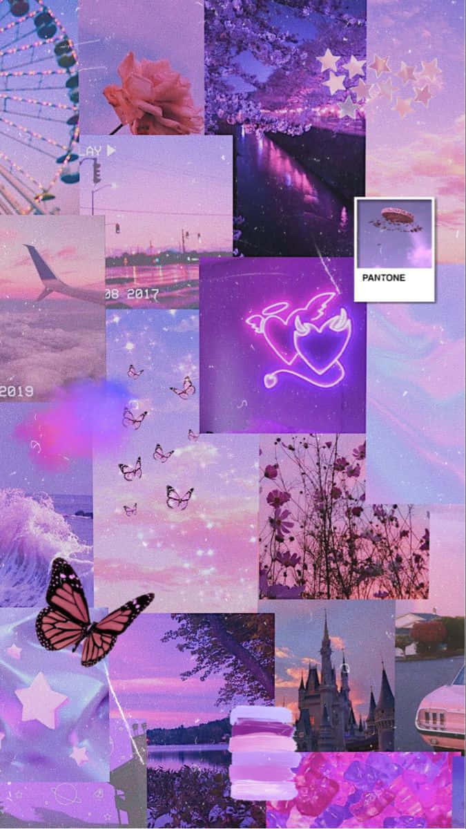 Pink Purple Aesthetic Collage Wallpaper