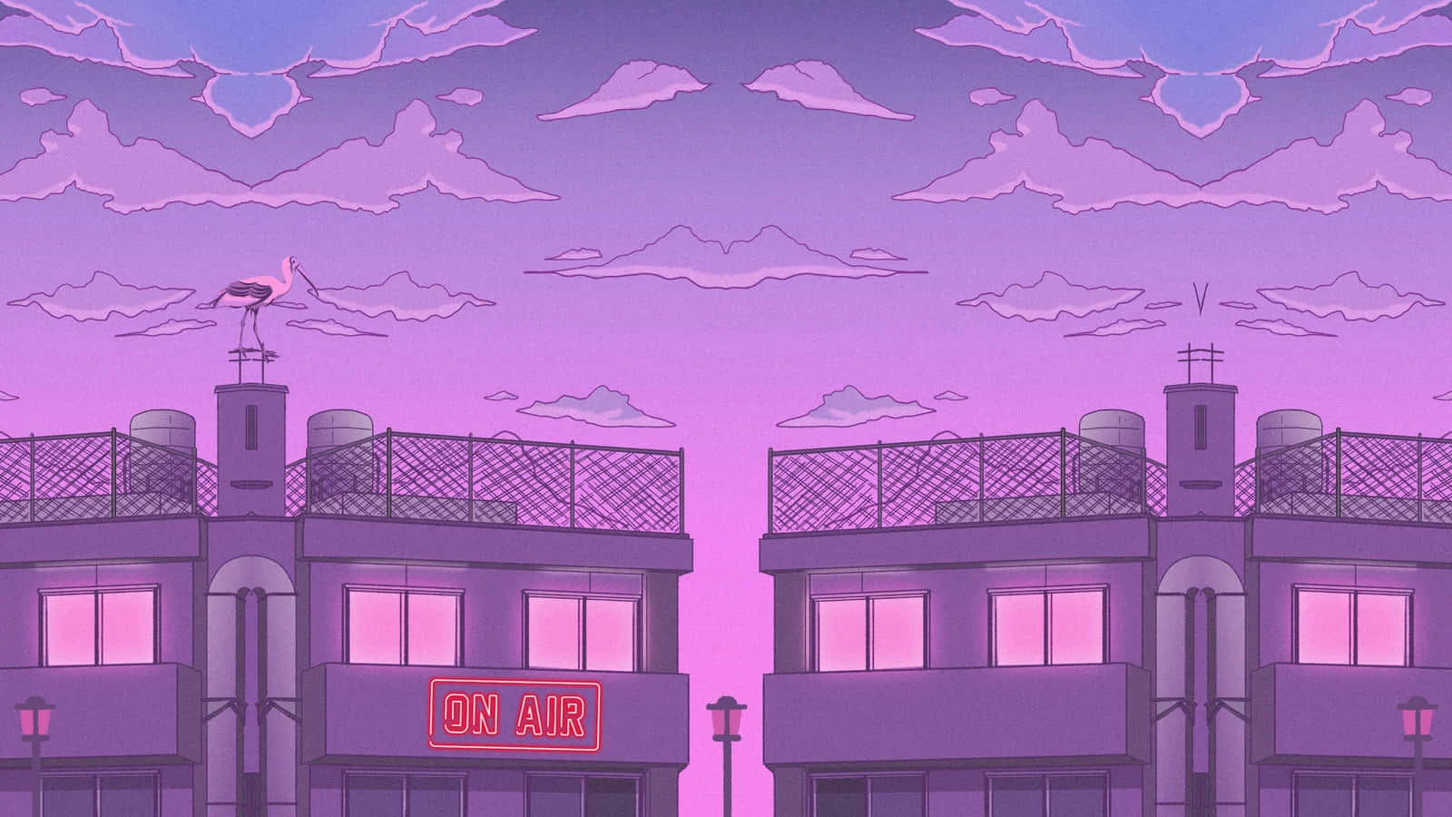 Pink Purple Aesthetic Rooftop Scene Wallpaper