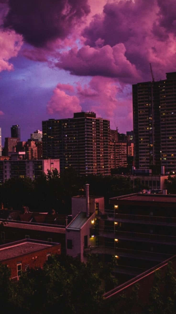 Pink Purple Skyline Aesthetic Wallpaper