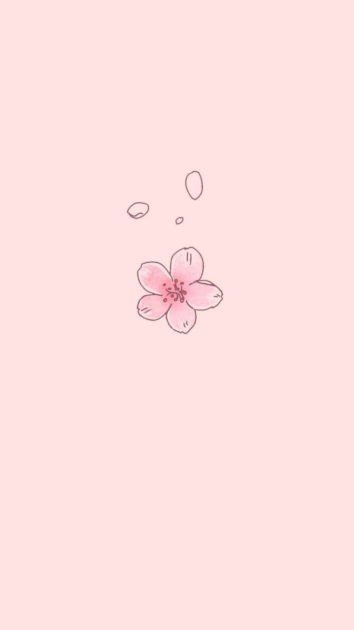 Pink Sakura Sketch Aesthetic Wallpaper Wallpaper