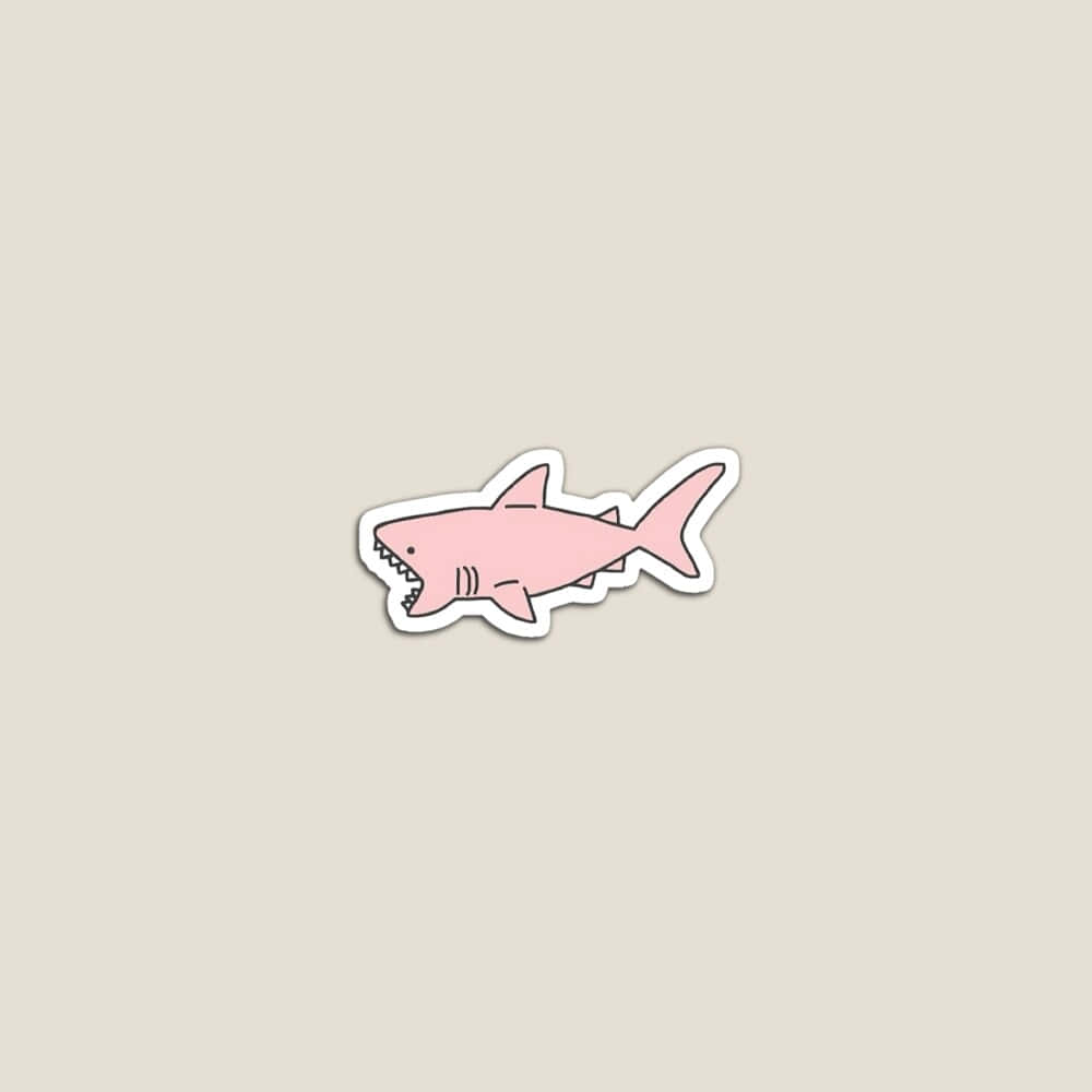 Pink Shark Sticker Aesthetic Wallpaper