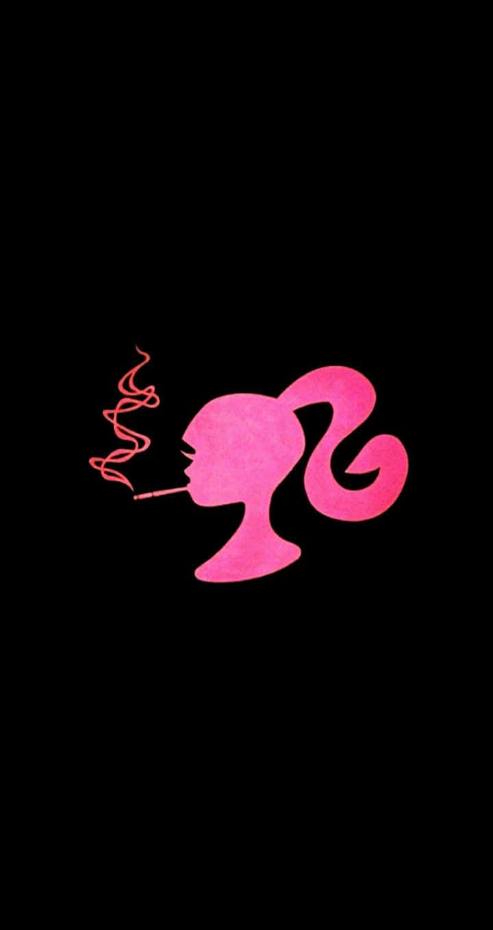 Pink Silhouette Smokingon Black Background Wallpaper