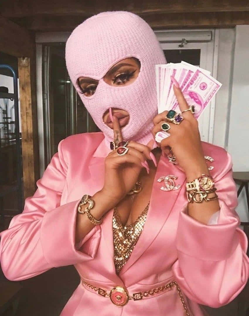 Pink Ski Mask Glamourwith Cash Wallpaper