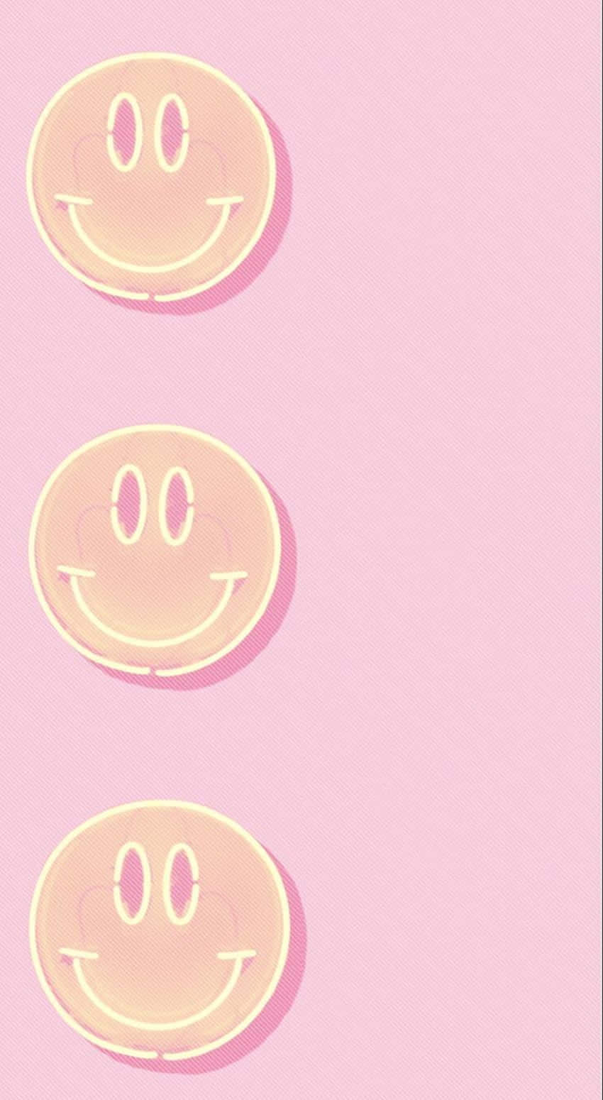 Pink Smiley Face Pattern Wallpaper