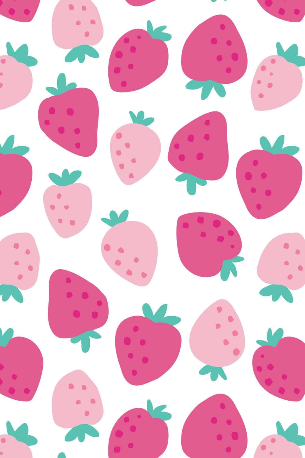 Pink Strawberry Pattern Wallpaper