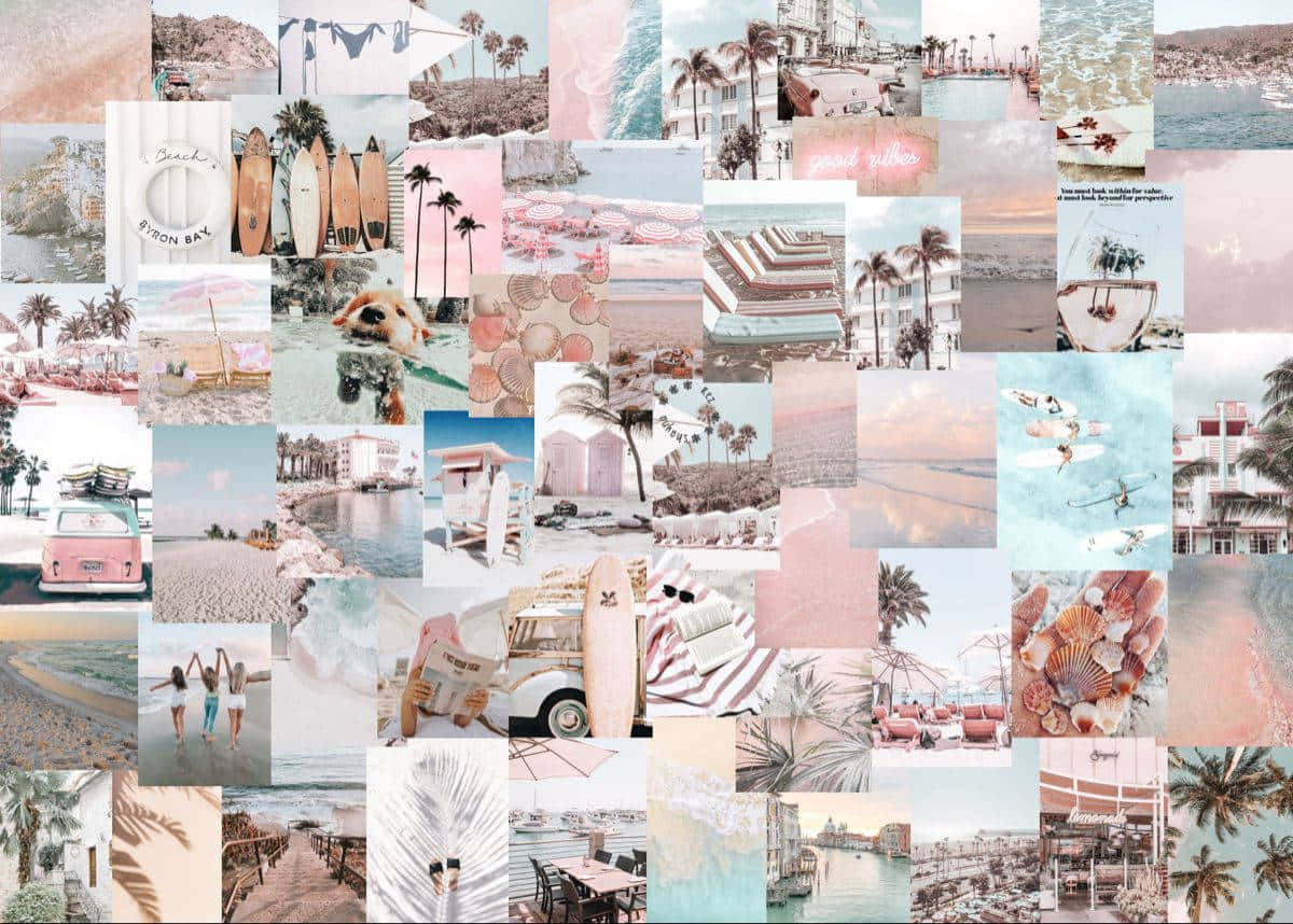 Pink Summer Aesthetic Collage Wallpaper