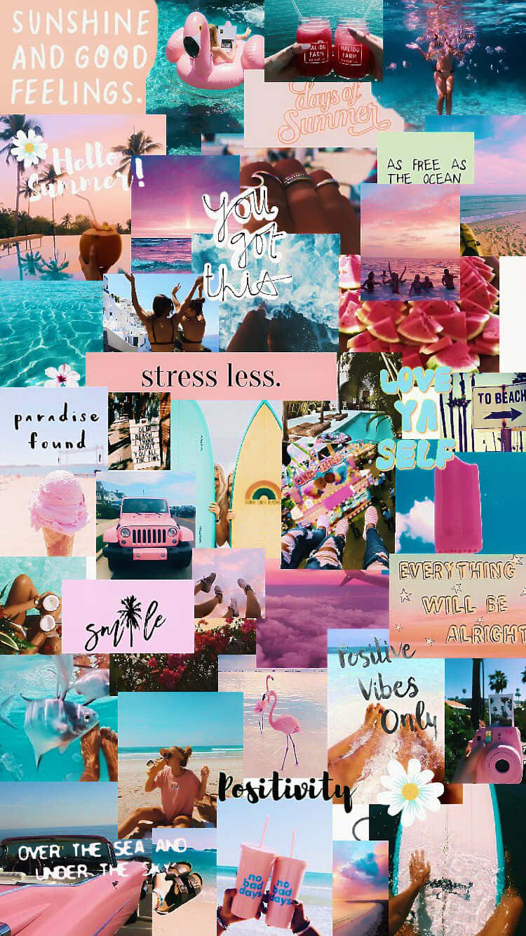 Pink Summer Aesthetic Collage Wallpaper