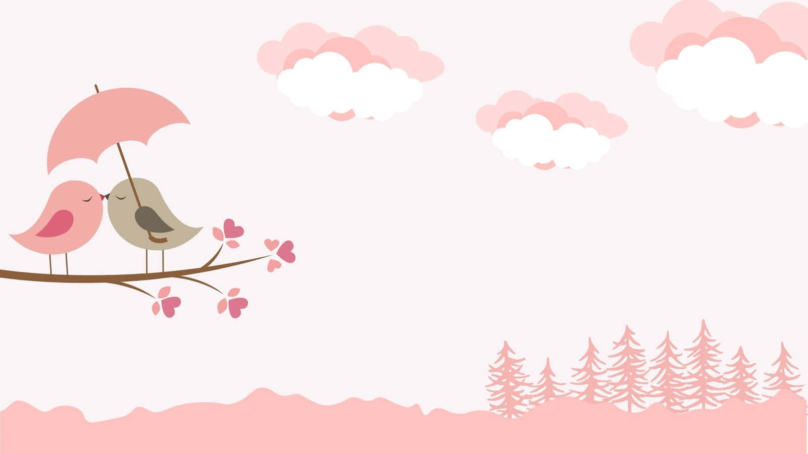 Pink Themed Loved Birds Cute Pc Wallpaper Wallpaper