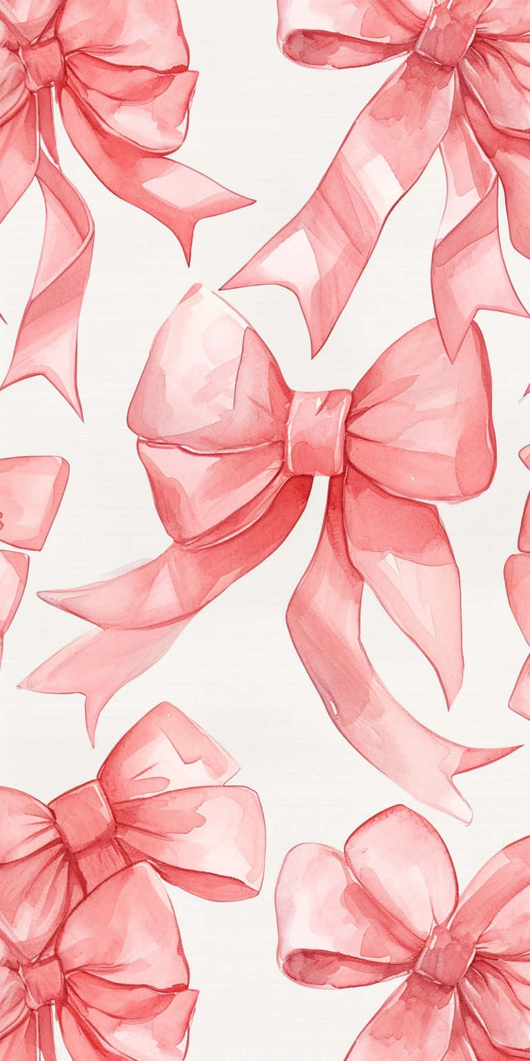 Pink Watercolor Bows Pattern Wallpaper