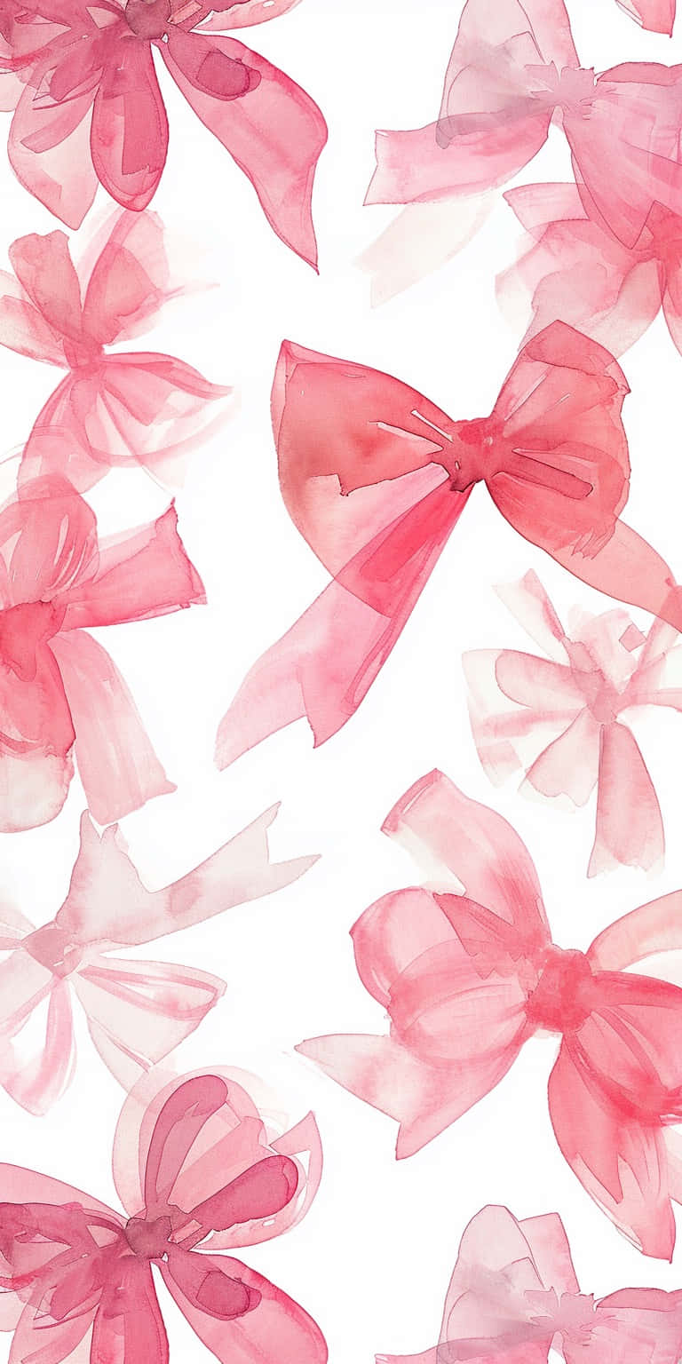 Pink Watercolor Bows Pattern Wallpaper