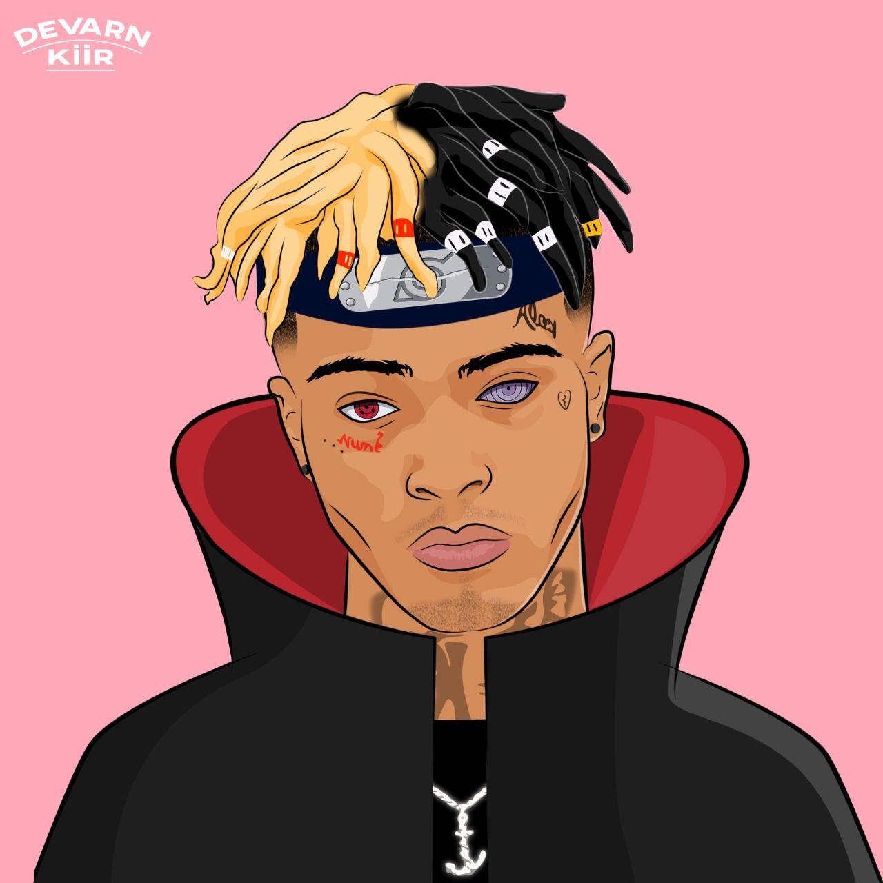 Pink Xxxtentacion Cartoon Wallpaper