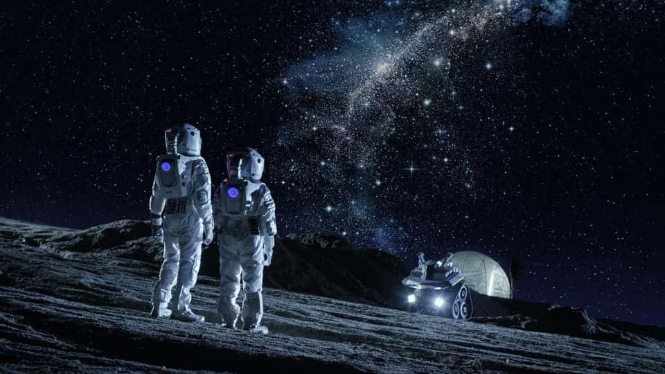 Pioneering The Cosmos: A Futuristic Space Colony Wallpaper