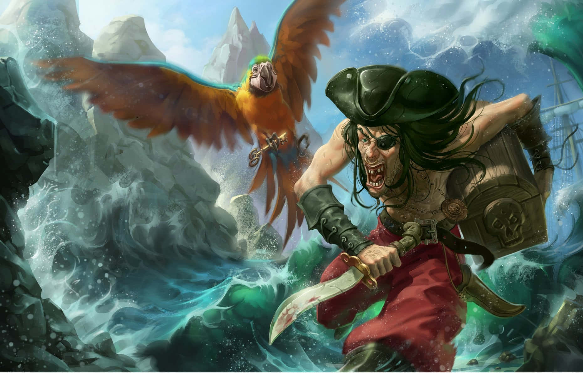 Pirate Parrot Treasure Escape Wallpaper