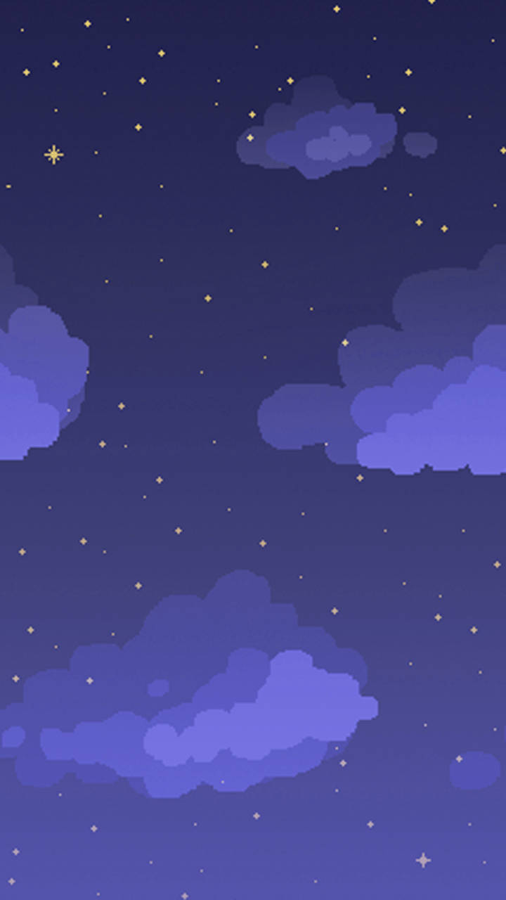 Pixel Clouds Aesthetic Iphone 11 Wallpaper