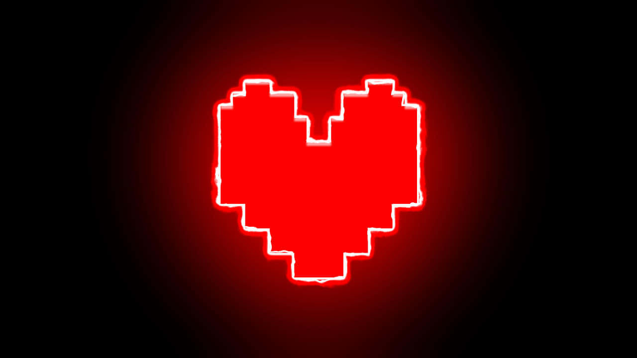 Pixelated Heart Red Glow Wallpaper