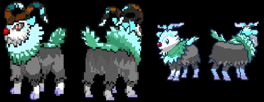 Pixelated Skiddo And Gogoat Graphic Wallpaper