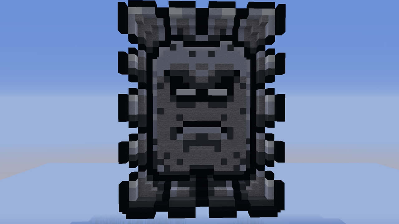 Pixelated Thwomp Angry Expression Wallpaper