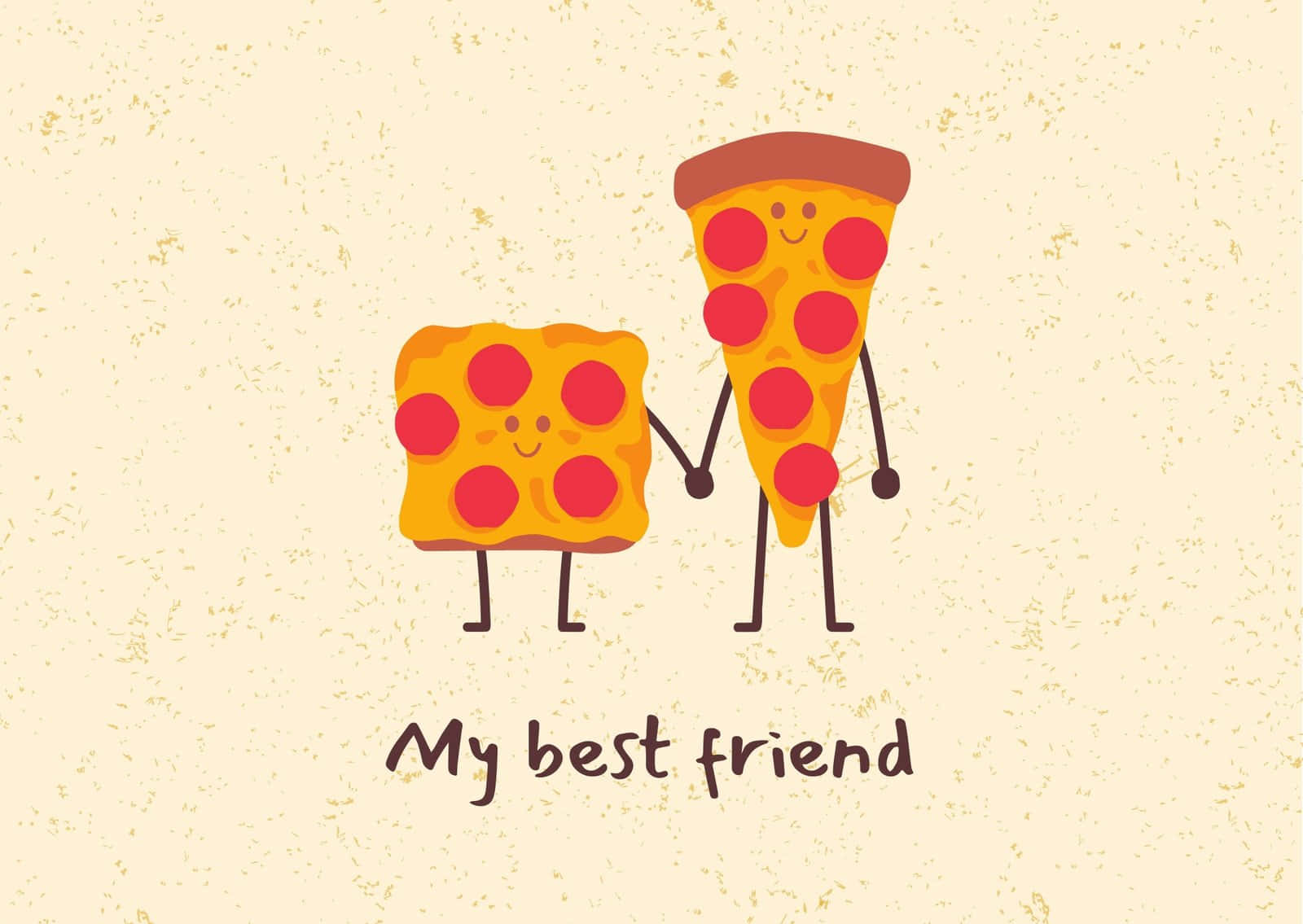 Pizza Best Friends Illustration Wallpaper