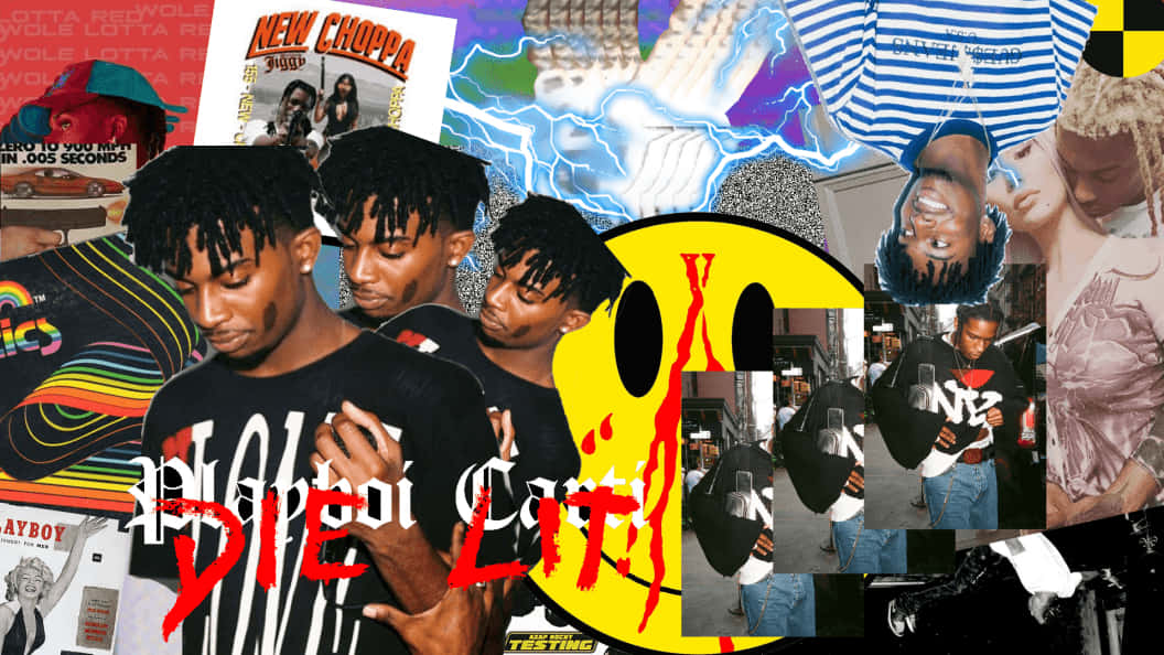 Playboi Carti Poses For The Camera At The Pc Music | Photo: Wallpapers.com Wallpaper