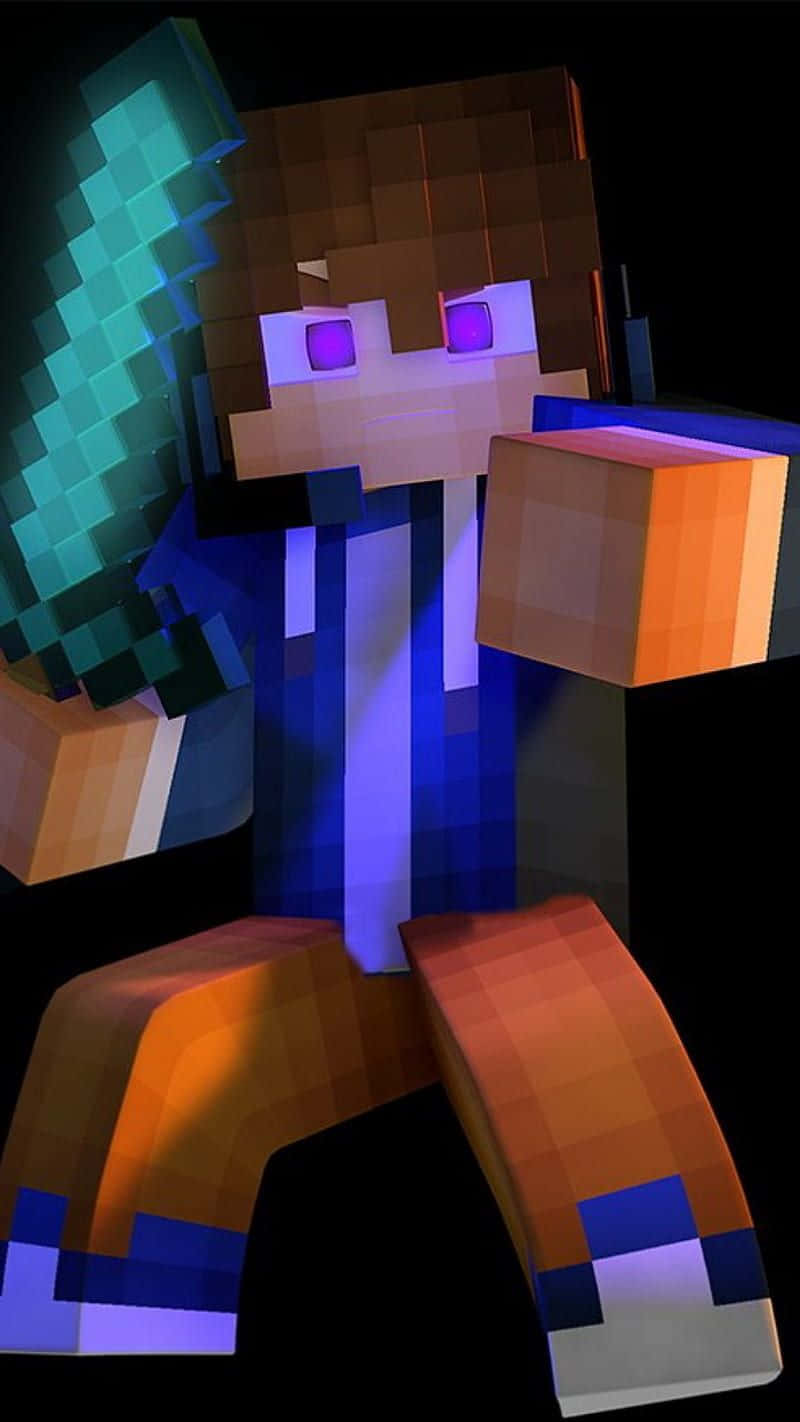 Player Character Proudly Wearing Minecraft Armor Wallpaper