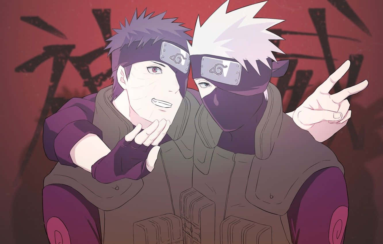 Playful Kakashi And Obito Wallpaper