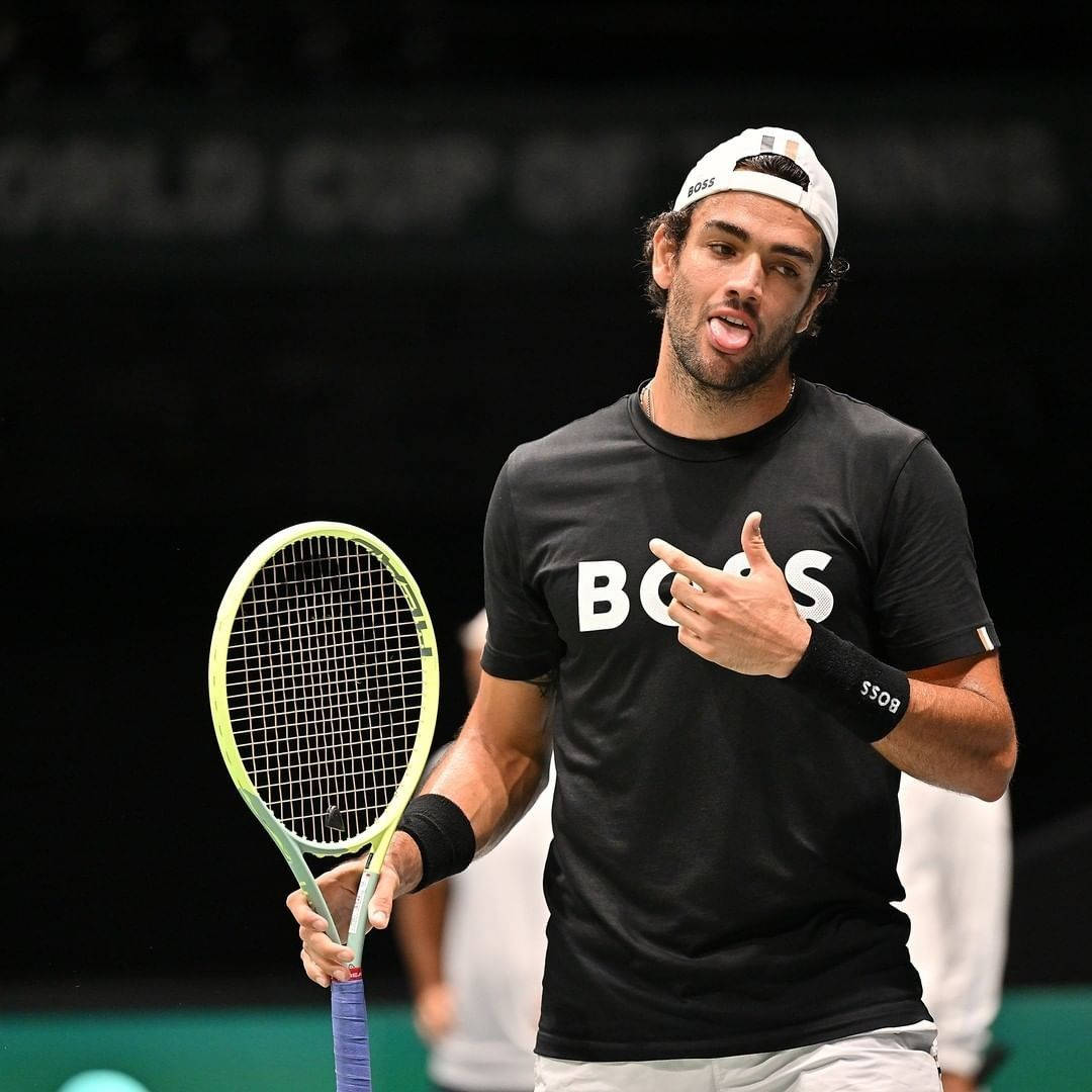 Playful Moment Of Italian Tennis Star, Matteo Berrettini Wallpaper