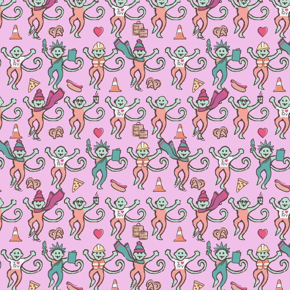 Playful Monkeys Pattern Roller Rabbit Inspired Wallpaper