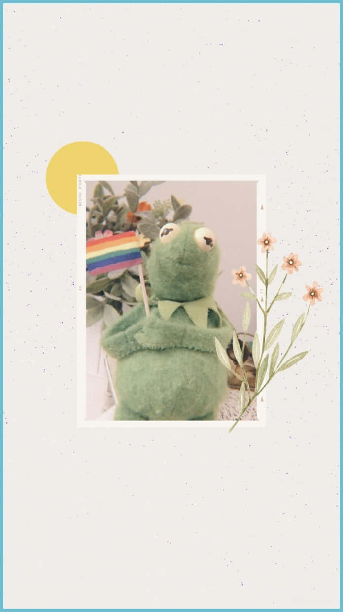 Plush Frogwith Rainbow Flag Wallpaper