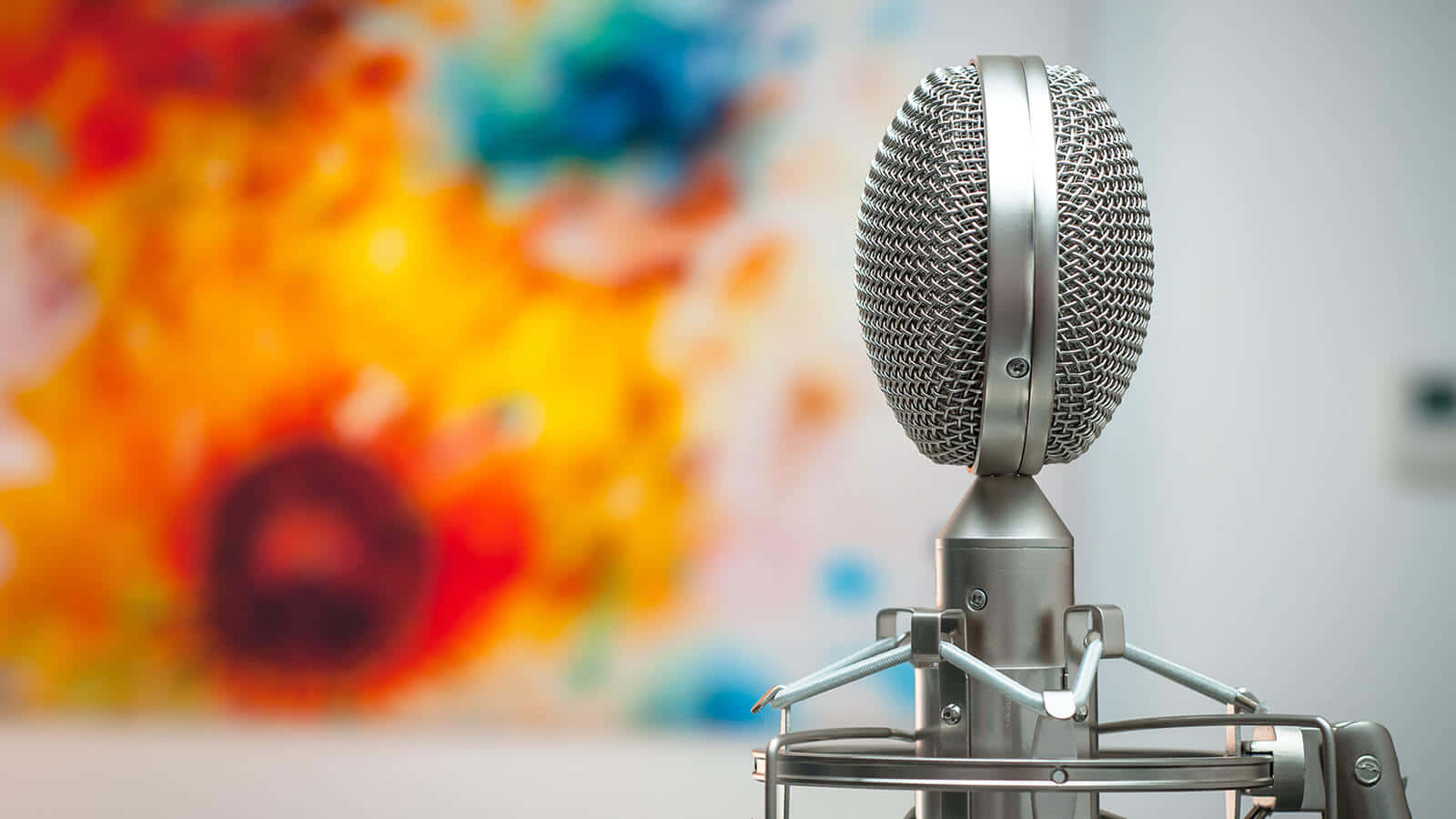 Podcast Microphone Colorful Backdrop Wallpaper