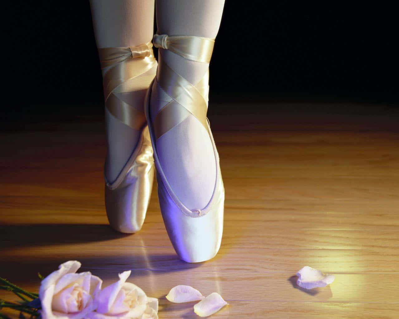 Pointe Shoes Purple Flowers Wallpaper