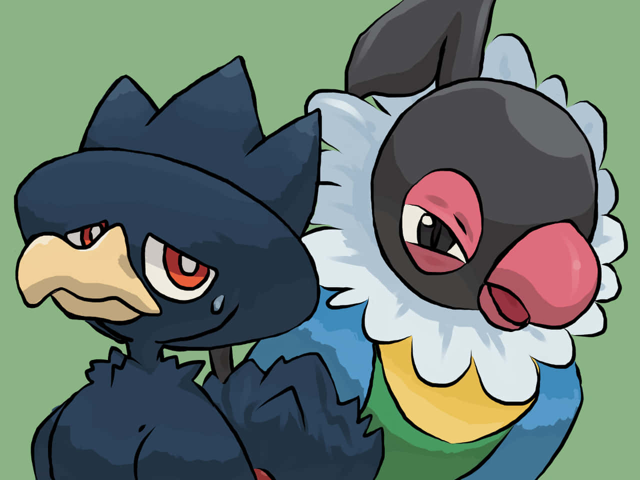 Pokémon Chatot And Murkrow Wallpaper