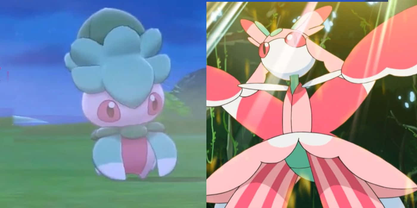 Pokémon Fomantis And Lurantis Collage Wallpaper