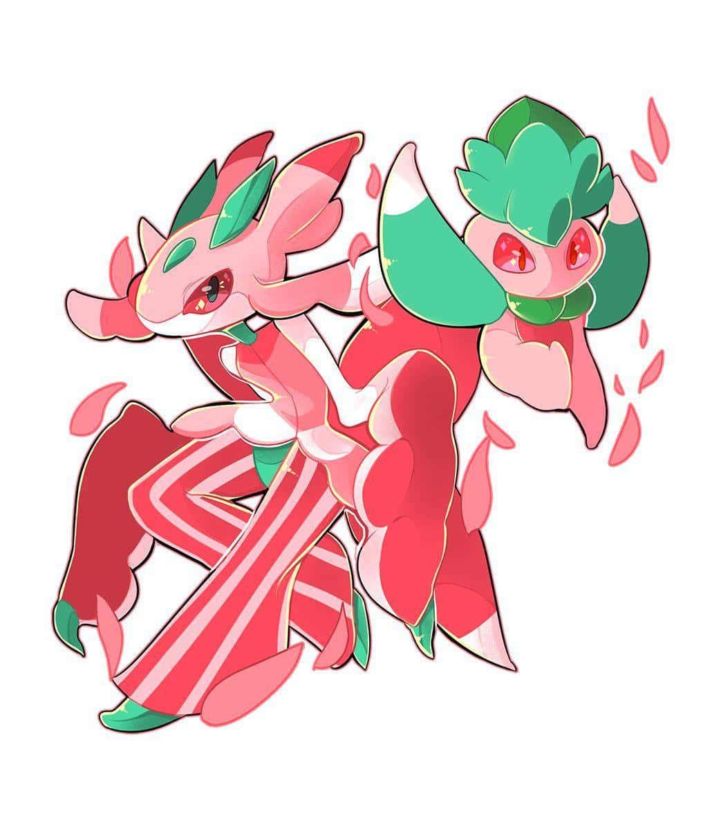 Pokémon Fomantis And Lurantis In White Wallpaper