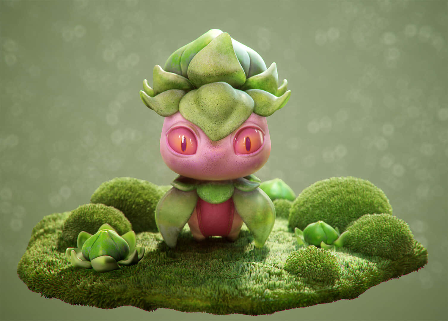 Pokémon Fomantis Realistic Model Wallpaper