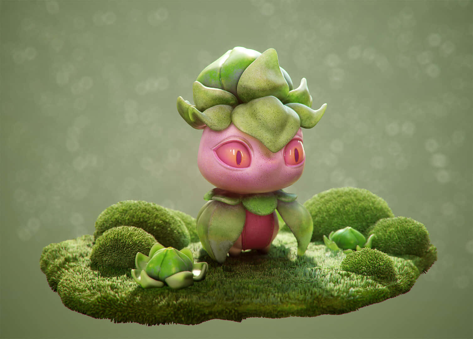 Pokémon Fomantis Toy Model In Green Wallpaper