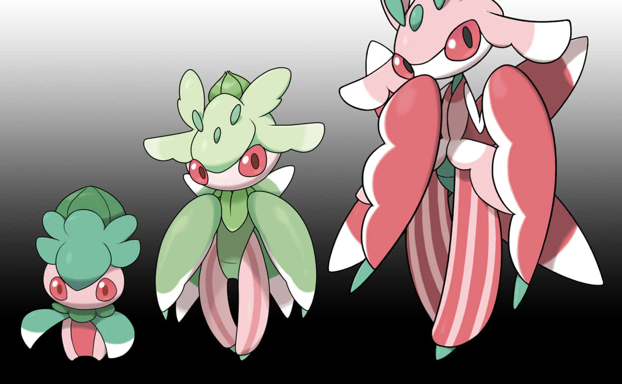 Pokémon Fomantis With Evolutions Wallpaper