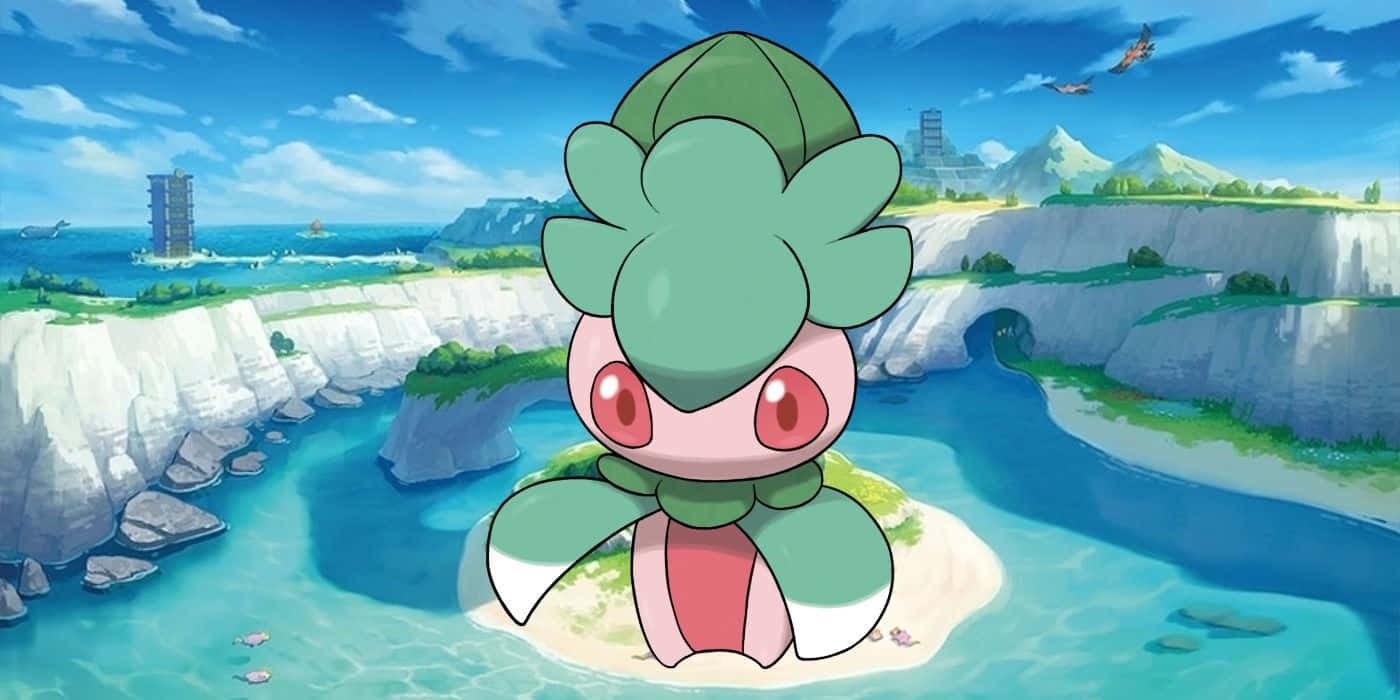 Pokémon Fomantis With Lake Wallpaper