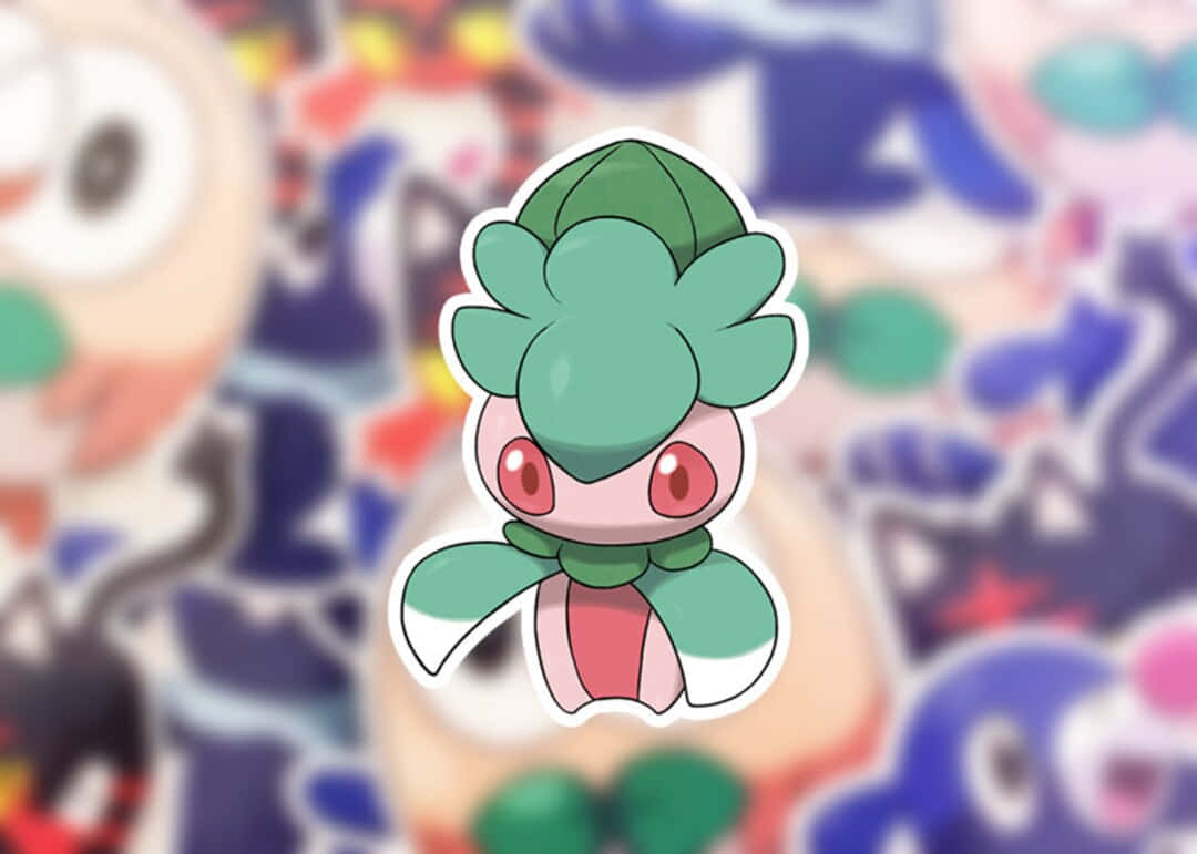 Pokémon Fomantis With Pokémon Background Wallpaper